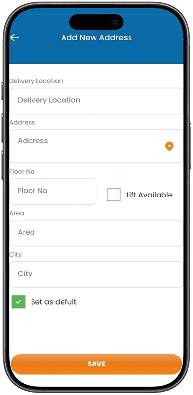 ClickGas app add or edit delivery address screen