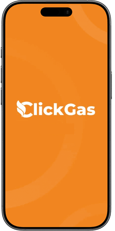 ClickGas mobile app splash screen on a smartphone